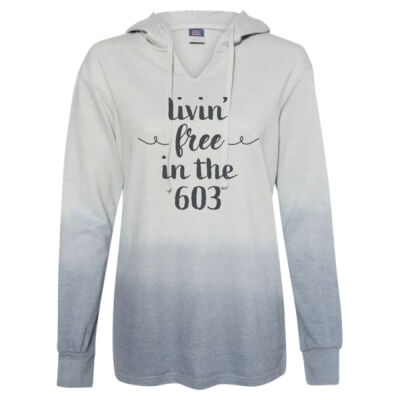Livin' Free Womens French Terry Hoodie (Greyscale) Thumbnail